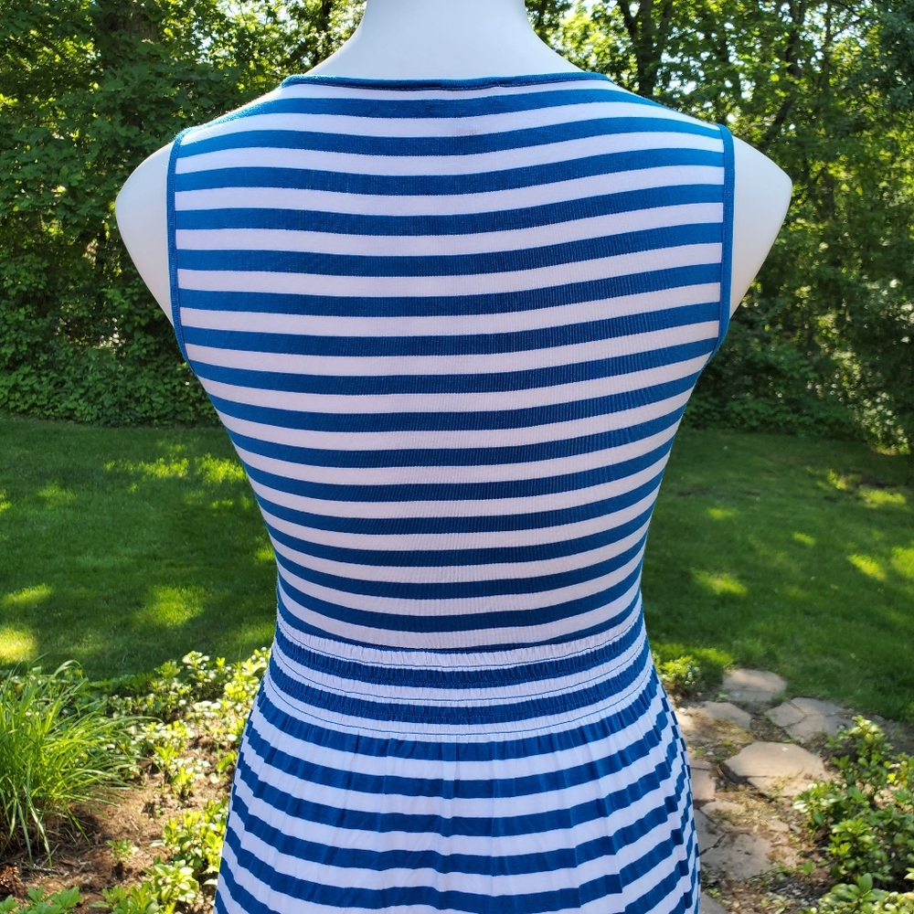 Neiman Marcus Blue and White Stripes Dress - Picture 9 of 11